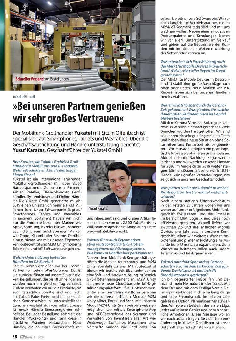 Magazine CE Markt introduces Yukatel GmbH