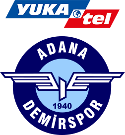 Logo von Adana Demirspor mit Yukatel-Sponsoring, enthält Vereinsname und Emblemflügel, gegründet 1940.