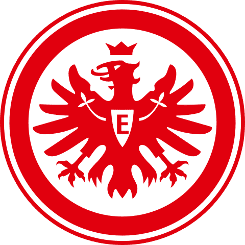 Logo von Eintracht Frankfurt: Roter Adler auf weißem Hintergrund, Fußballverein in Deutschland.