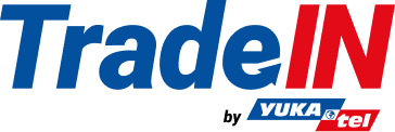 TradeIN YUKAtel Logo in blau und rot, repräsentiert Telekommunikationsdienstleistungen und -handel.
