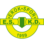 Erok Spor Logo, gelb-grün, rund, 1959, mit den Initialen E.S. und K.D., sportlicher Vereinsemblem.